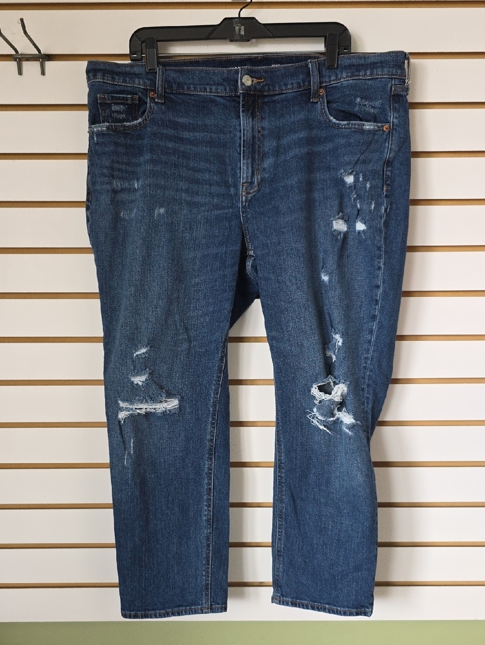 Old Navy Dark Blue Distressed Boyfriend Jeans